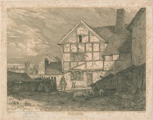Wolverhampton - Ruínas de uma casa em enxaimel: gravura em aço, nº [c 1815]