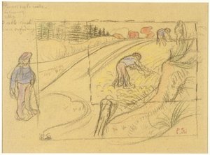 Bauern auf einem Feld (recto); Prozession bretonischer Frauen mit Studie von zwei weiblichen Figuren (verso) de Paul Sérusier