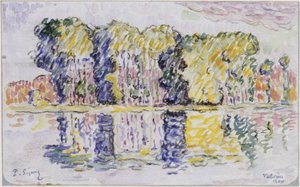 Grupo de árvores junto à água de Paul Signac