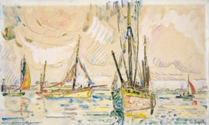 Barcos de pesca no porto de Locmalo de Paul Signac