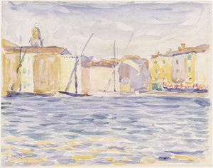 Casas num local de desembarque no Sul de Paul Signac