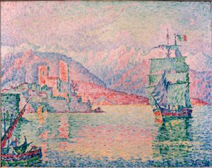Porto de Antibes na luz da noite de Paul Signac