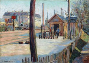 Cruzamento ferroviário perto de Bois Colombes (França) - Pintura de Paul Signac (1863-1935), óleo sobre tela (46,4x65cm) de Paul Signac