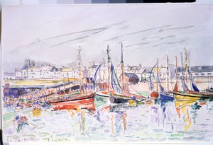 Veleiros "La Turballe" no porto de La Turballe, no Loire Atlantique. Aguarela de Paul Signac (1863-1935) 1930 Museu Pushkin, Moscovo de Paul Signac
