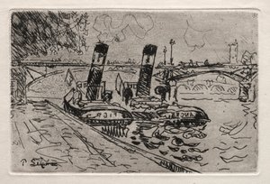 Paris, Pont des Arts com Remorqeurs de Paul Signac
