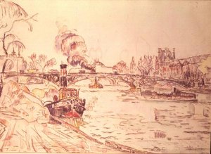 Paris com o Louvre e a Pont des Arts de Paul Signac