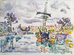 Veleiro em um cais, de 1920. de Paul Signac