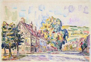 Rua com uma casa de madeira na Normandia, c1925 de Paul Signac