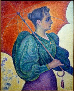 A mulher tem o guarda-chuva. Pintura de Paul Signac (1863-1935) de Paul Signac