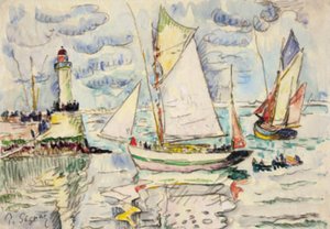 Dois navios de pesca na entrada do porto de Granville de Paul Signac