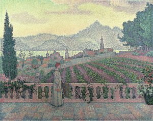 Mulher no terraço, 1898 de Paul Signac