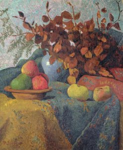 Ainda vida de maçãs e folhas de outono, 1910