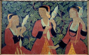 The Three Spinners Painting de Paul Serusier (1863-1927) 1918 Brest Museum of Fine Arts de Paul Sérusier
