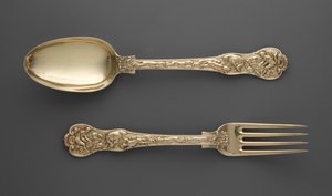 Dessert Fork com Hunt Scenes e Dessert Spoon com Hunt Scenes, c.1822