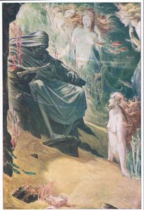Full fathom cinco teu pai mentiras: de seus ossos são feitos de corais, ilustração de The Tempest, 1908