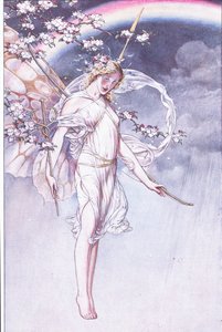 A Rainha do Céu, cujo arco aquoso e bagunça e eu, aguardamos a saída deles, ilustração de The Tempest, 1908