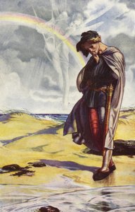The Tempest by William Shakespeare, Acto I, Cena 2 (color litho) de Paul Vincent Woodroffe