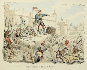 Ilustração retirada do livro "Histoire du chevalier Bayard" de Theodore Cahu, ilustrado por Paul De Semant (1855-1915): Bayard organiza a defesa de Mezieres 1521 de Paul de Semant
