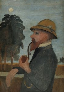 Otto Modersohn com um cachimbo. Por volta de 1907 de Paula Modersohn-Becker