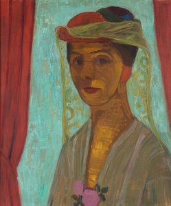Auto-retrato com chapéu e véu. 1906-07 de Paula Modersohn Becker