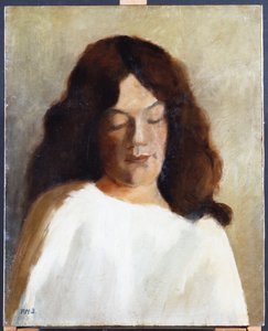 Mulher jovem, com, dela, cabelo baixo, c.1897 de Paula Modersohn-Becker