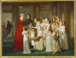 Chegada da arquiduquesa Maria Luísa à galeria do castelo Compiegne ...