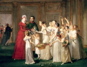 A chegada de Marie-Louise de Habsburgo-Lorena (1791-1847) na Galeria do Castelo de Compiegne, 28 de março de 1810