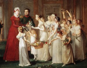 A chegada de Marie-Louise e Napoleão I Bonaparte a Compiegne em 28/03/1810 (óleo sobre tela