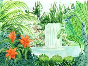 Oásis com Cascata Tropical