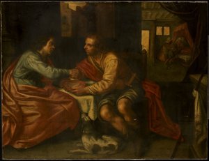 Esaú vendendo sua primogenitura (Gênesis 27:1-29) de Paulus Moreelse (copy after)