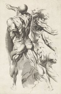 Estudo anatômico de três figuras com braços estendidos O livro de desenho de Peter Paul Rubens (título da série)