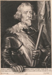 Dom Carolus de. Columna. a. Cons. Cons. Prim. a. Reg. Cubit. Mat. Cath. Magister Campi...Gnalis. em Belg. Etc. de Paulus Pontius