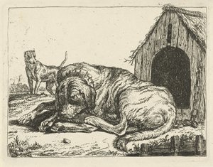 Cão reclinado em uma corrente Cães diferentes (título da série)