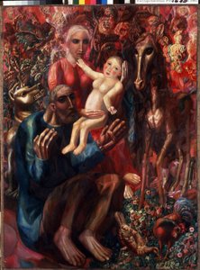 "La Sainte famille" Peinture de Pavel Nikolayevich Filonov (1883-1941) 1914 Museu Estatal Russo, São Petersburgo, Russie
