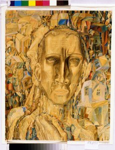 Vítor da cidade. (Vencedor da Cidade). Obra de Pavel Nikolayevich Filonov (1883-1941), aquarela sobre papelão de Pawel Nikolajewitsch Filonow