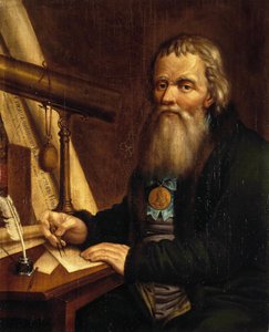 Retrato de Ivan Petrovich Koulibine (Kulibin) (1735-1818), inventeur et mecanicien russe, utilisant un compas (Retrato do mecânico e inventor Ivan P. Kulibin). Peinture de Pavel Petrovich Vedenetsky (1766-1847) de Pavel Petrovich Vedenetsky