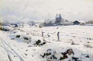Uma paisagem de inverno, Holmstrup de Peder Monsted