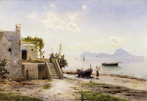 De Sorrento, em direção a Capri de Peder Monsted