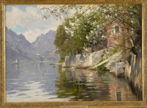 Dia de primavera no lago Lugano de Peder Monsted