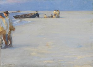 Pescadores na praia do norte de Skagen. Noite de verão de Peder Severin Krøyer