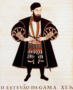 Estevao Da Gama (ca 1505-1576), miniature from Brieve Tratado or Epilogo dos Vizos-Reys de India