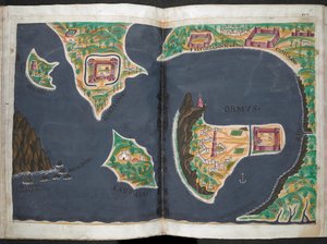 Plan of Hormuz, from the Portuguese manuscript, the Livro do Estado da India Oriental of Pedro Barreto de Resende