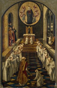 A aparição da Virgem a uma comunidade dominicana, 1493-1499 de Pedro Berruguete