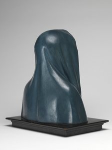 Virgem das Dores Mater Dolorosa (madeira policromada, vidro e pêlos de animais)