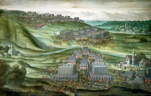 Implantação de tropas na White Mountain na primeira fase da Batalha da White Mountain em 7-8 de Novembro de 1620, pintura de Pieter Snayers (1592-1667) preservada na Igreja de Santa Maria della Vittoria, Roma