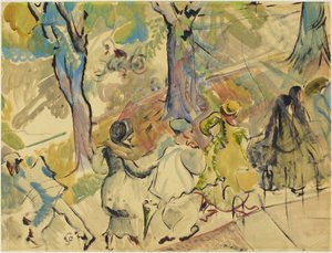 Jarvis Street Sidewalk, c.1936 (aguarela, guache e óleo sobre papel)