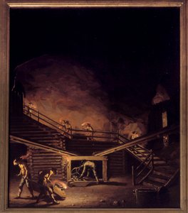 Mina de cobre Falun na Suécia no século XVIII Pintura de Per Hillestrom (1732-1816) Estocolmo do século XVIII. Museu Nacional