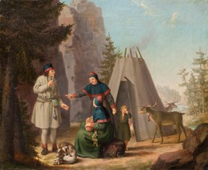 The Costumes of the Lapponians, c.1800 (óleo sobre tela) de Pehr Hilleström