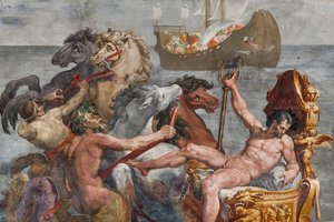 Netuno e o navio de Ulisses, detalhe da Sala de Polifemo