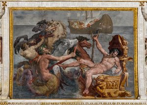Netuno e o navio de Ulisses, detalhe da Sala de Polifemo